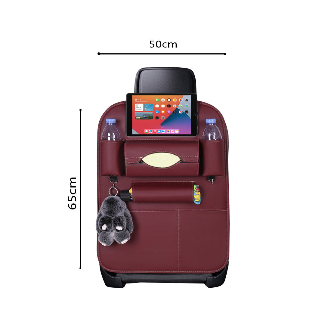 NNEAGS PVC Leather Car Back Seat Storage Bag Multi-Pocket Organizer Backseat and iPad Mini Holder Red-1