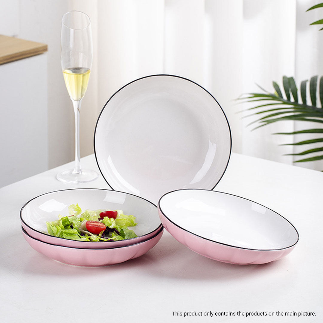 SOGA Pink Japanese Style Ceramic Dinnerware Crockery Soup Bowl Plate Server Kitchen Home Decor Set of 5-2