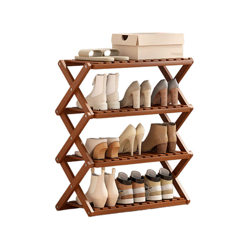 Foldable Bamboo Shoe Rack Multi Layer Shoe Storage for Entryway Hallway