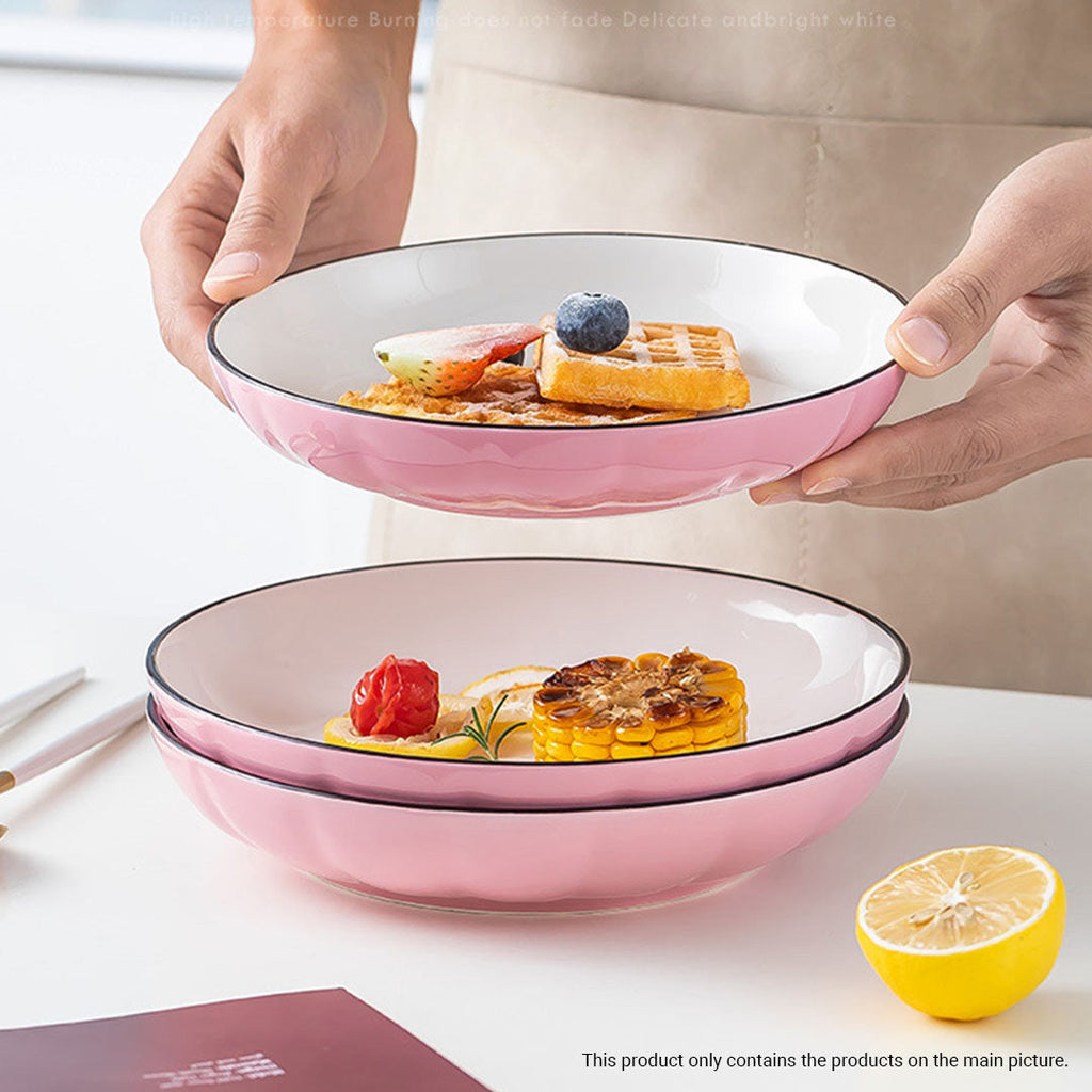 SOGA Pink Japanese Style Ceramic Dinnerware Crockery Soup Bowl Plate Server Kitchen Home Decor Set of 5-4