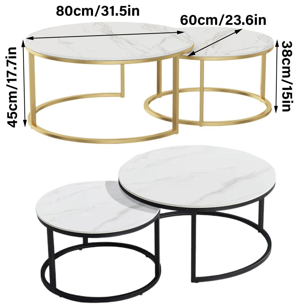 Round Tea Table Living Room Rock Plate for Home Coffee Table Modern Decor