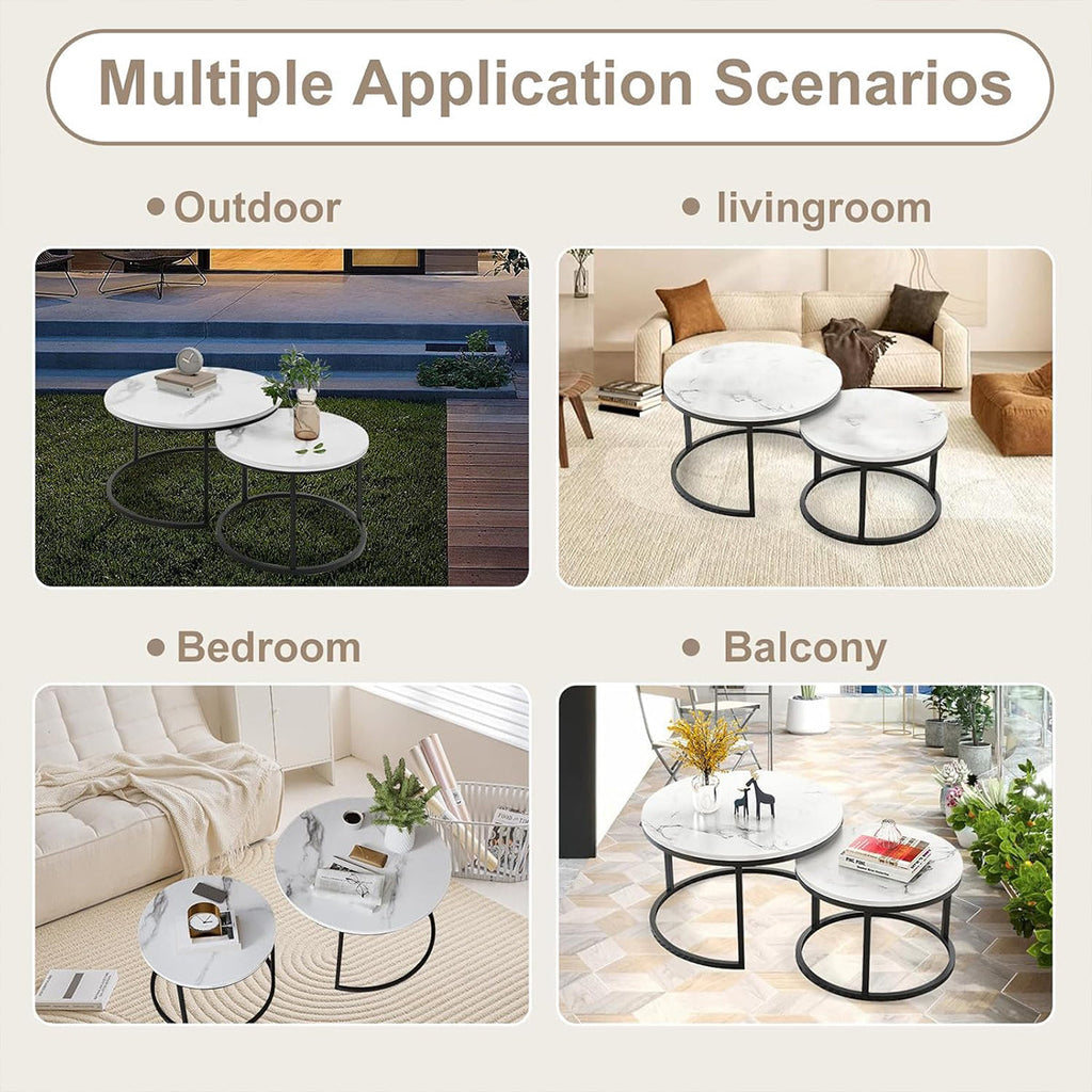 Round Tea Table Living Room Rock Plate for Home Coffee Table Modern Decor