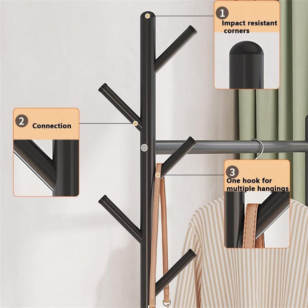 Mobile Clothes Rack with Wheels Sturdy Durable Space Saving for Home Bedroom Use
