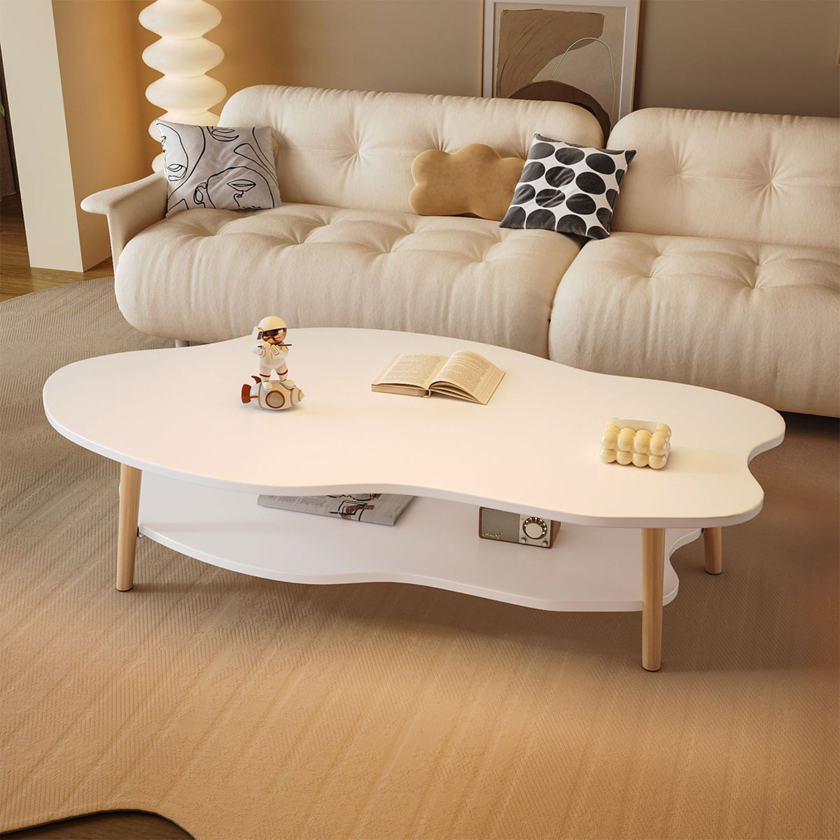 Double-Tiered Coffee Table Stable Anti-Slip Sturdy for Living Room Modern Home-4