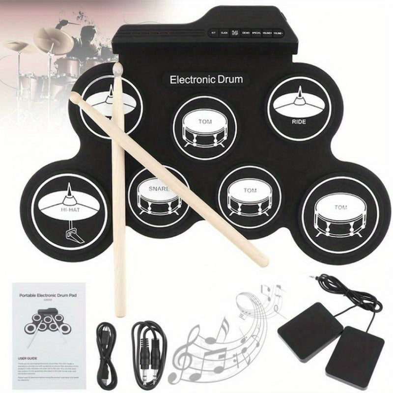Foldable USB Electronic Drum Set with Pads-1