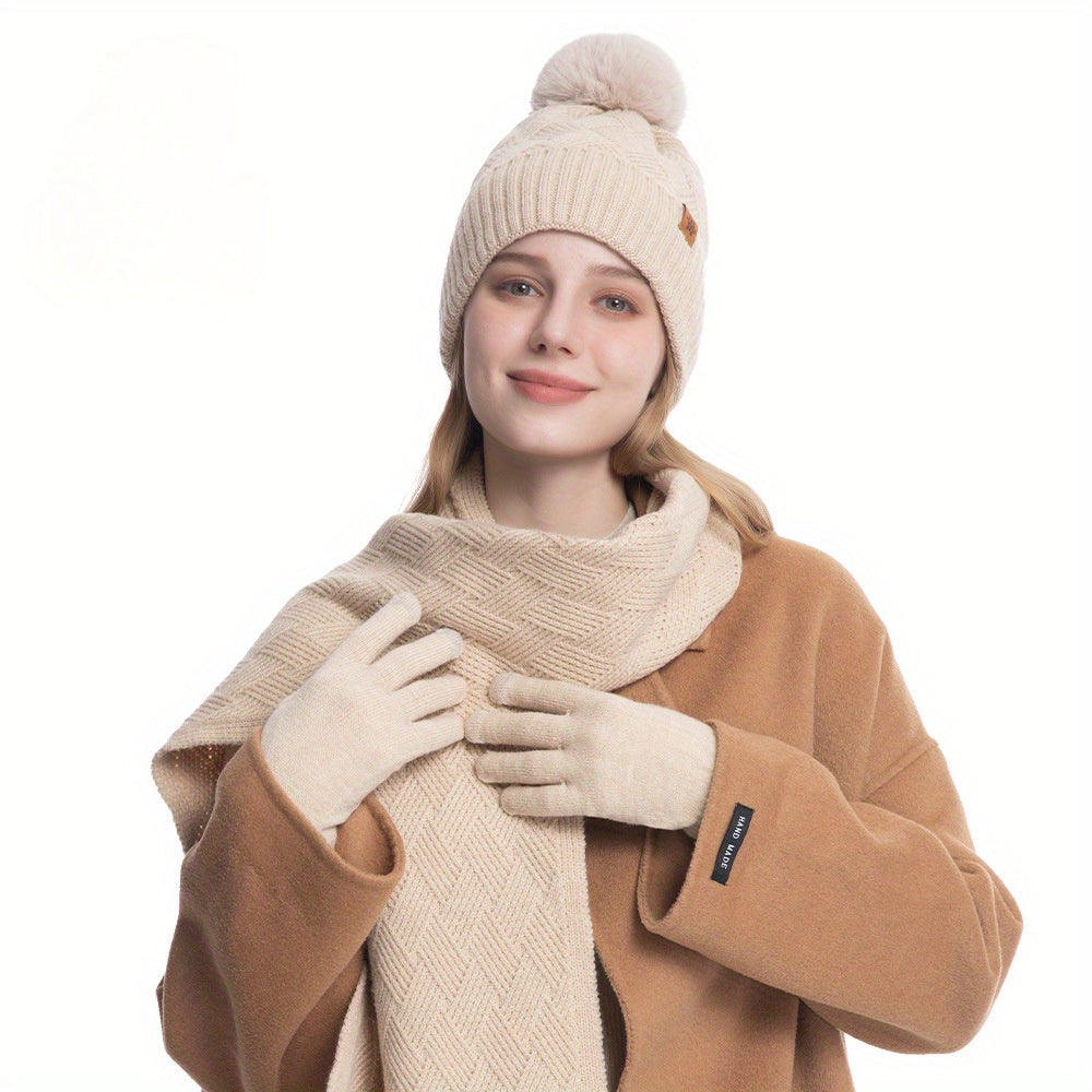 NNETM Women's Winter Cashmere Hat and Scarf Set-2