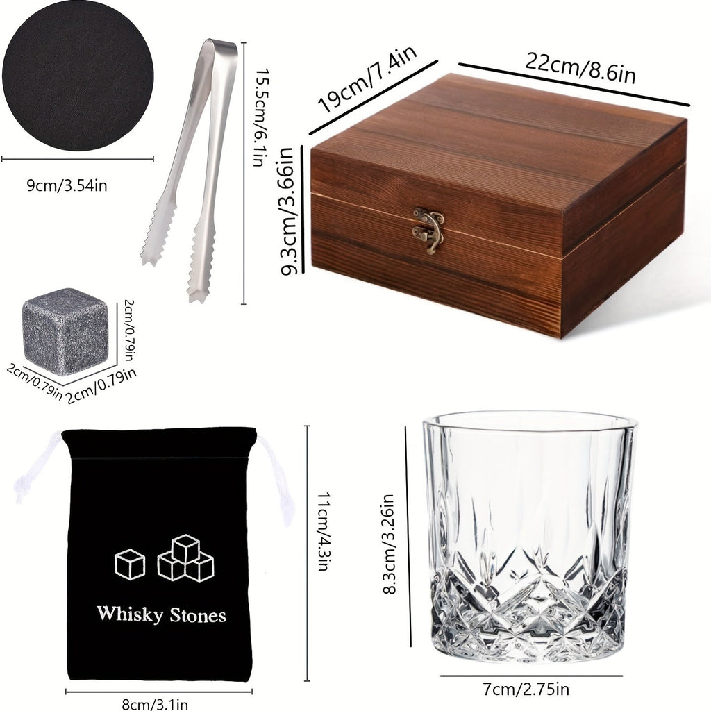 NNETM Whiskey Glasses Gift Set with Stones & Tongs-4