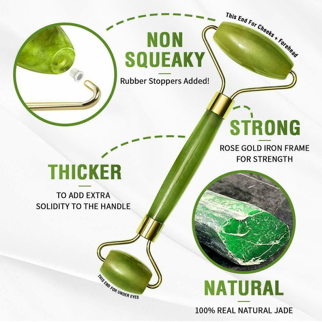 Jade Face Massage Roller Facial Massager Beauty Tool Body Eye Neck Gua Sha Board
