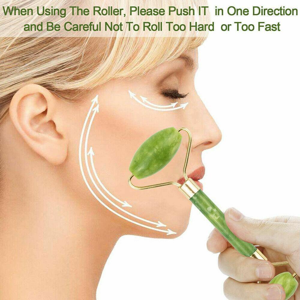 Jade Face Massage Roller Facial Massager Beauty Tool Body Eye Neck Gua Sha Board