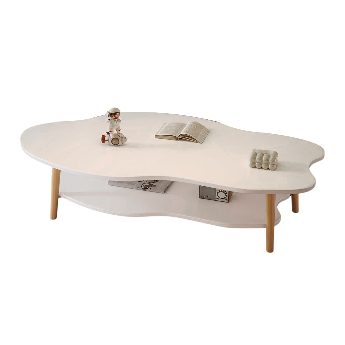 Double-Tiered Coffee Table Stable Anti-Slip Sturdy for Living Room Modern Home-5