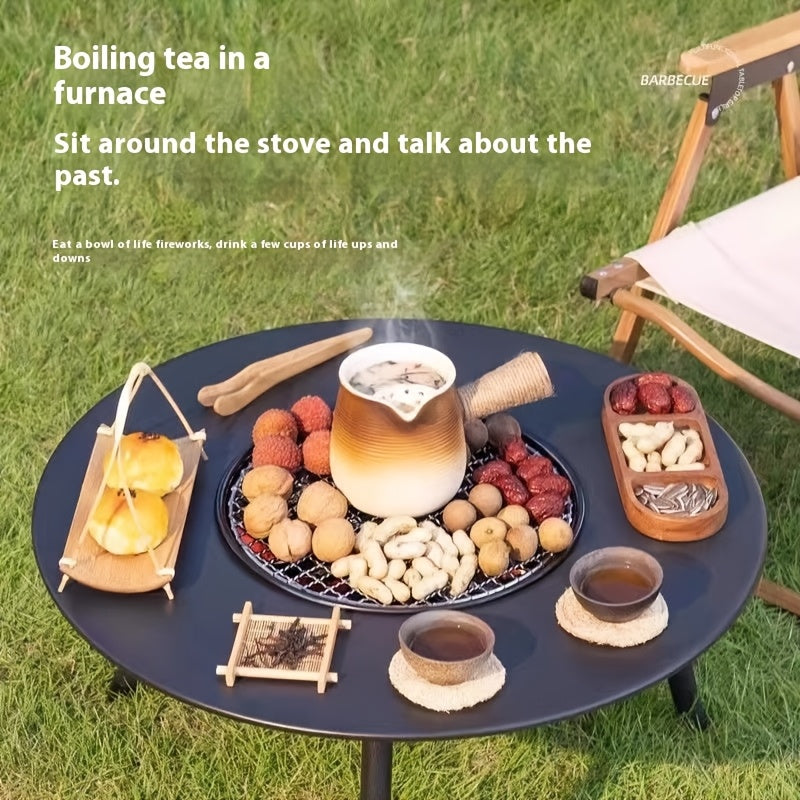 NNETM Outdoor Charcoal Grill & Tea Table Set