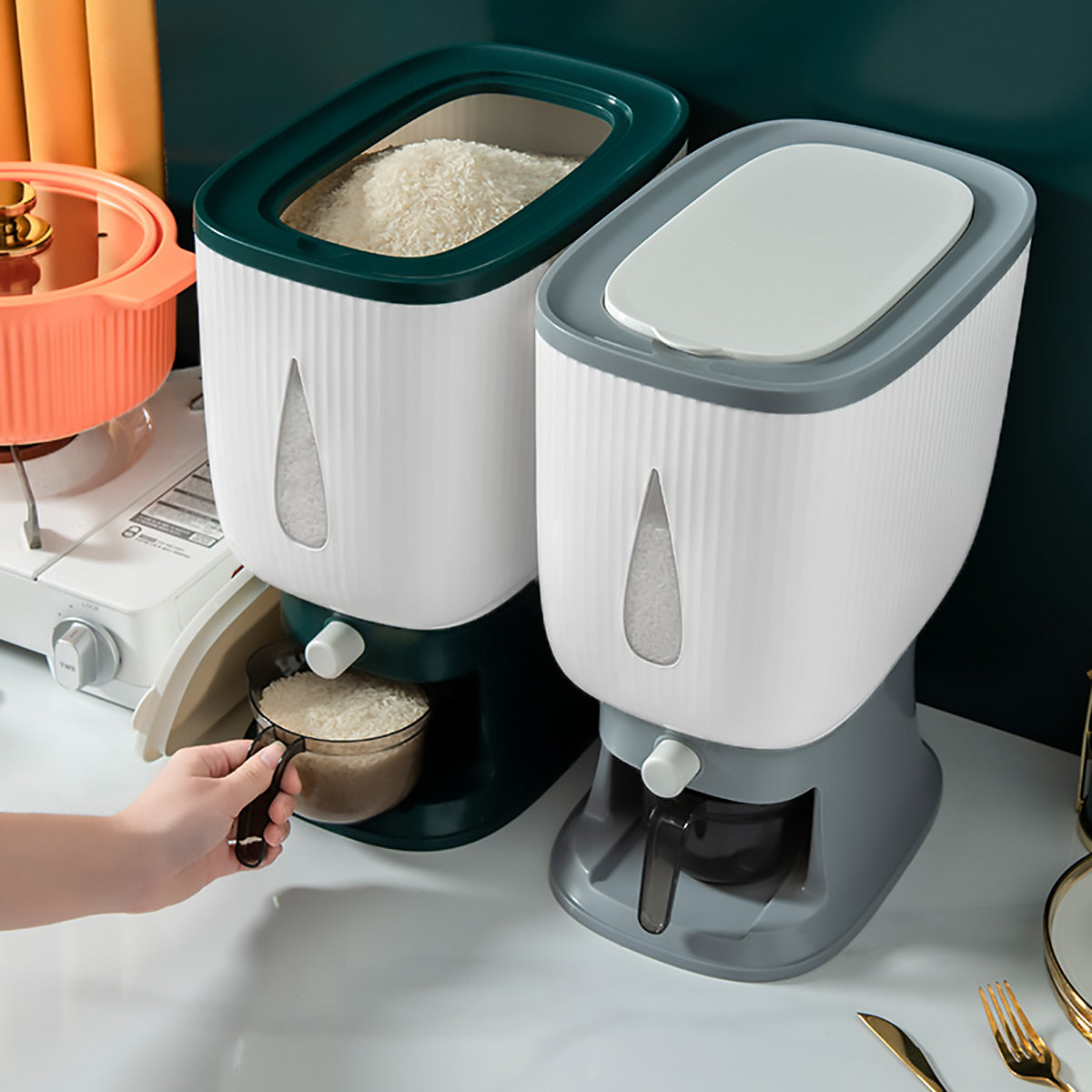 10kg Rice Storage Bucket Household Metering Rice Container Large Capacity