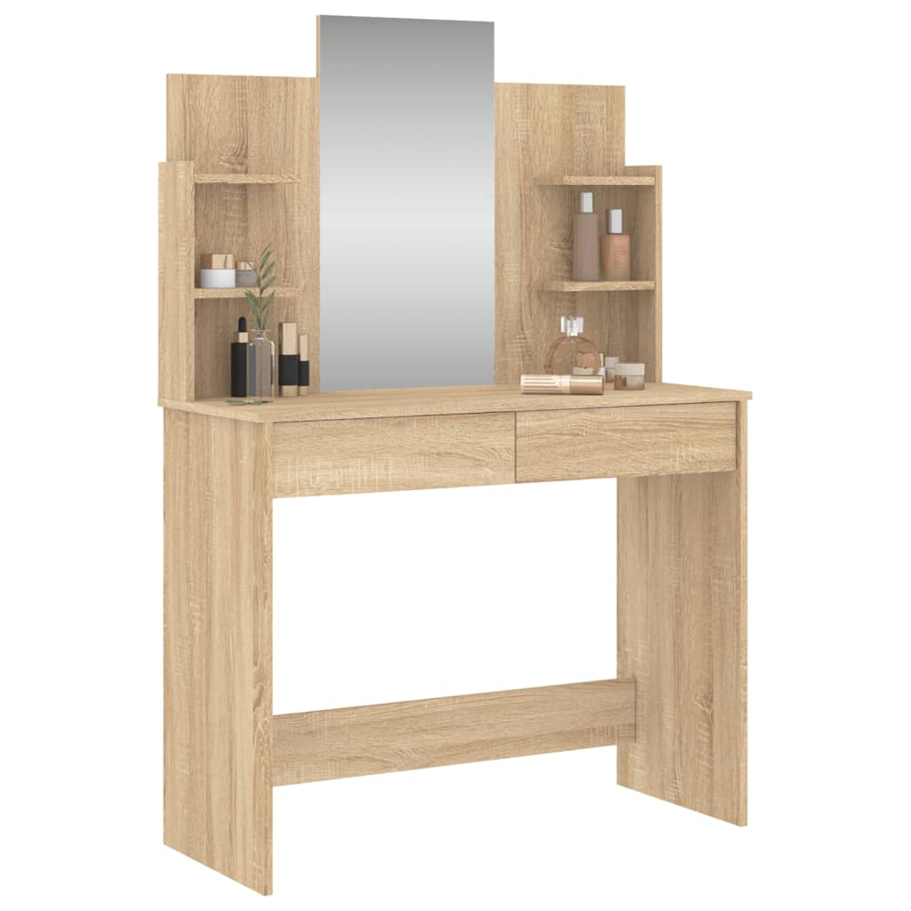 NNEVL Dressing Table with Mirror Sonoma Oak 96x39x142 cm-2