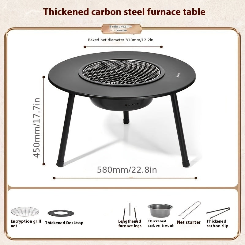 NNETM Outdoor Charcoal Grill & Tea Table Set