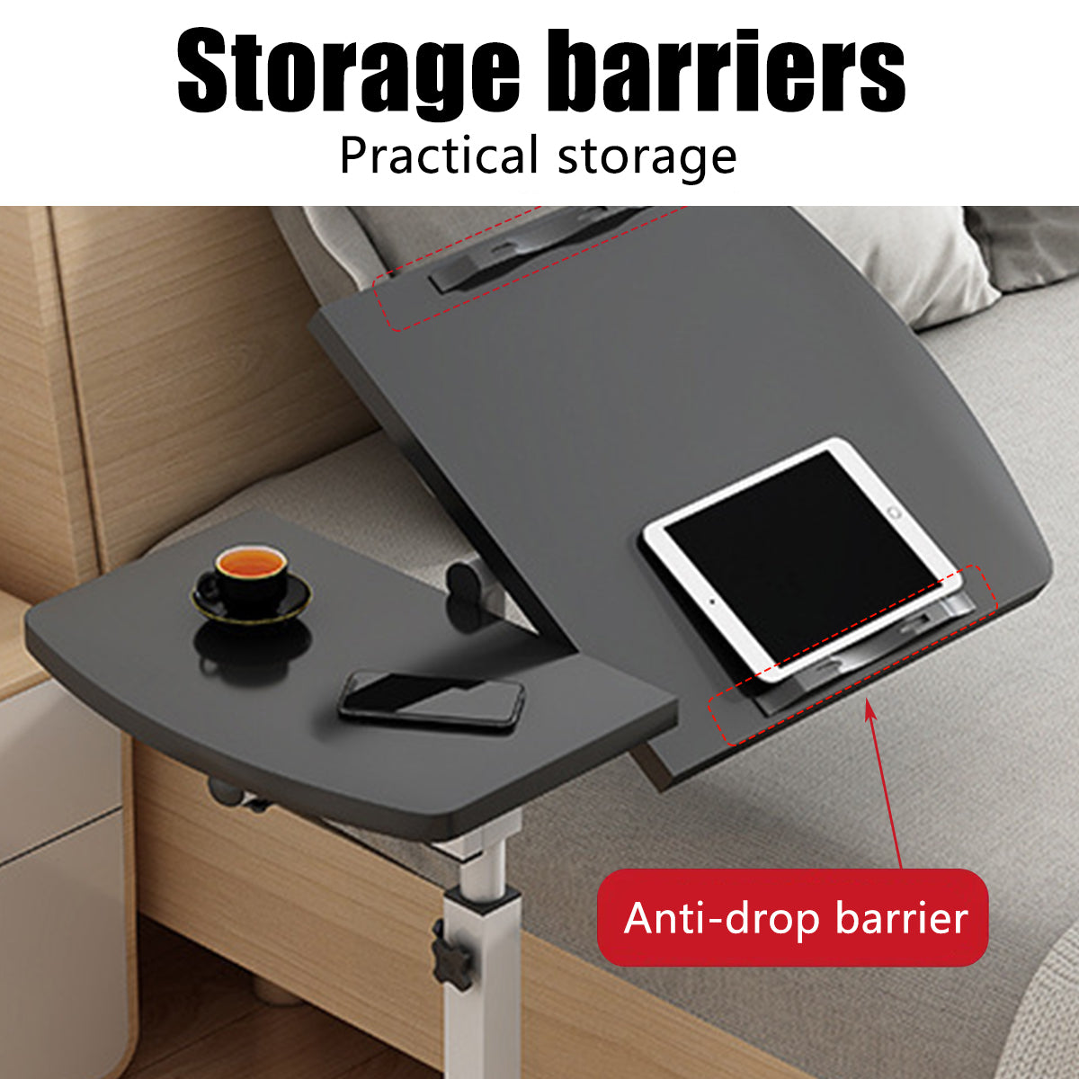 Adjustable Height Bedside Laptop Desk Foldable Moveable for Bed Sofa Table