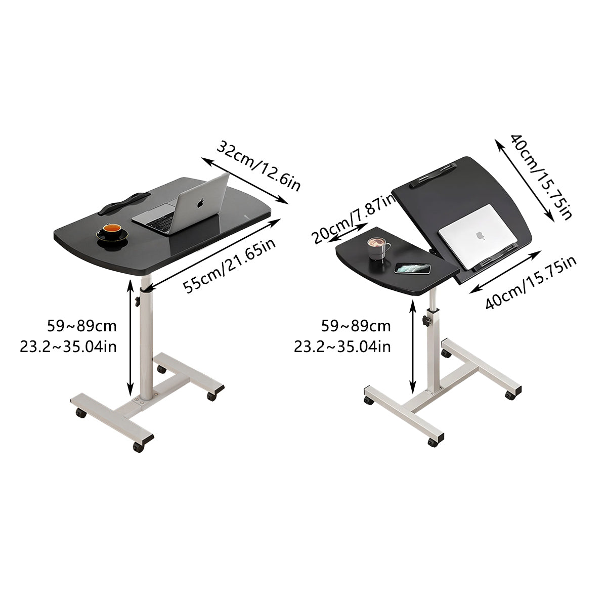 Adjustable Height Bedside Laptop Desk Foldable Moveable for Bed Sofa Table