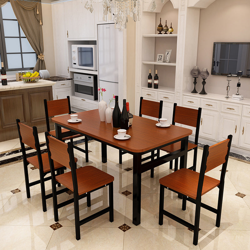 NNECN Wood & Steel Dining Set (Oak & Black)-3