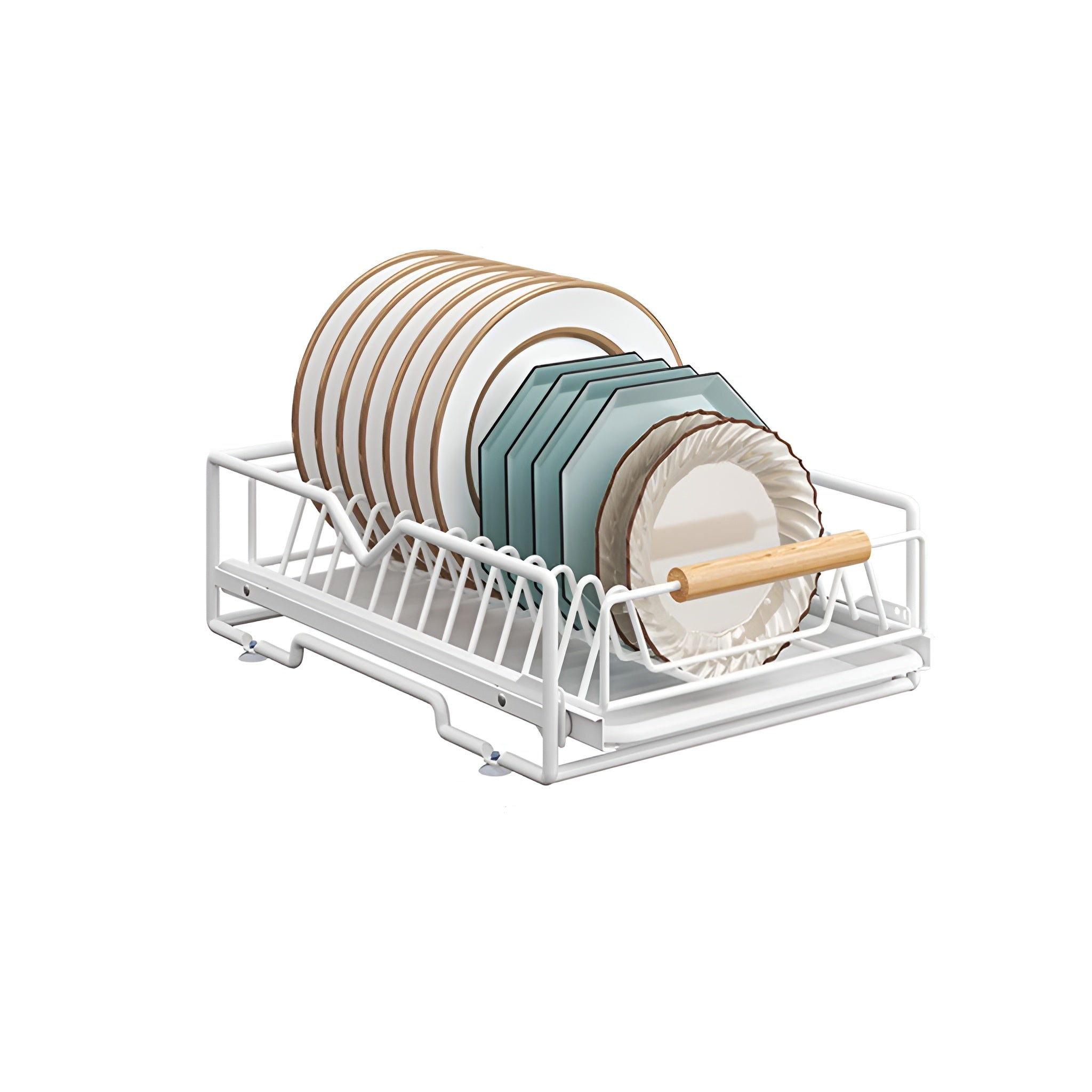 Pull Out Storage Rack Kitchen Dish Bowl Organiser Carbon Steel 40 x 30 x 13cm
