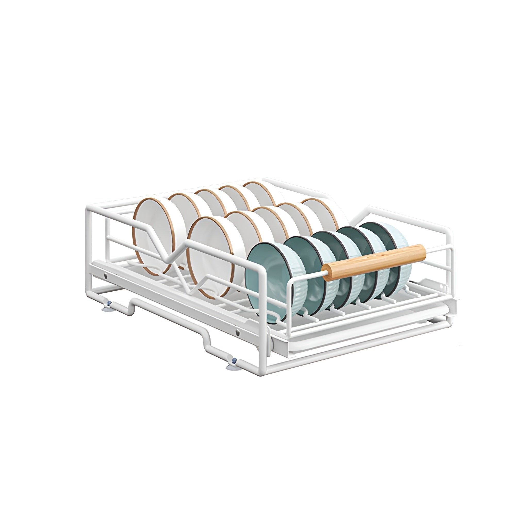Pull Out Storage Rack Kitchen Dish Bowl Organiser Carbon Steel 40 x 30 x 13cm
