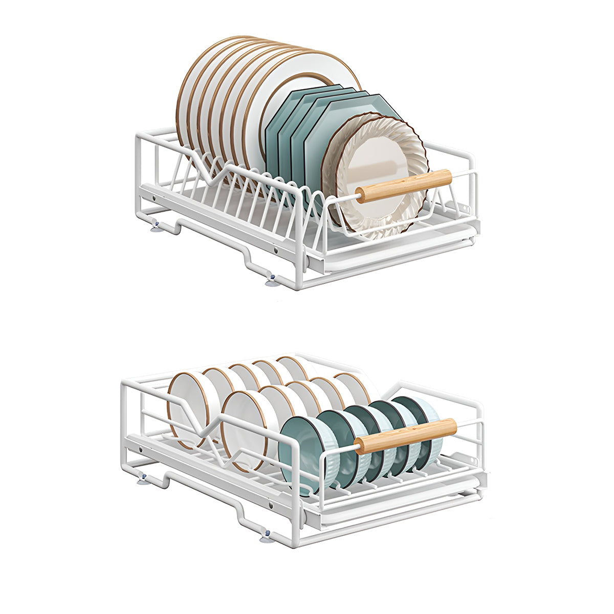 Pull Out Storage Rack Kitchen Dish Bowl Organiser Carbon Steel 40 x 30 x 13cm