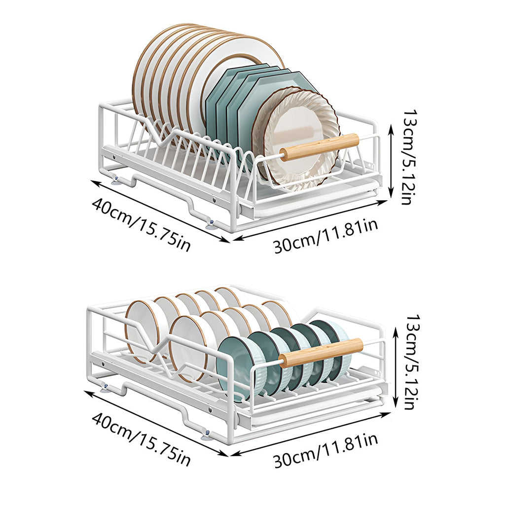 Pull Out Storage Rack Kitchen Dish Bowl Organiser Carbon Steel 40 x 30 x 13cm