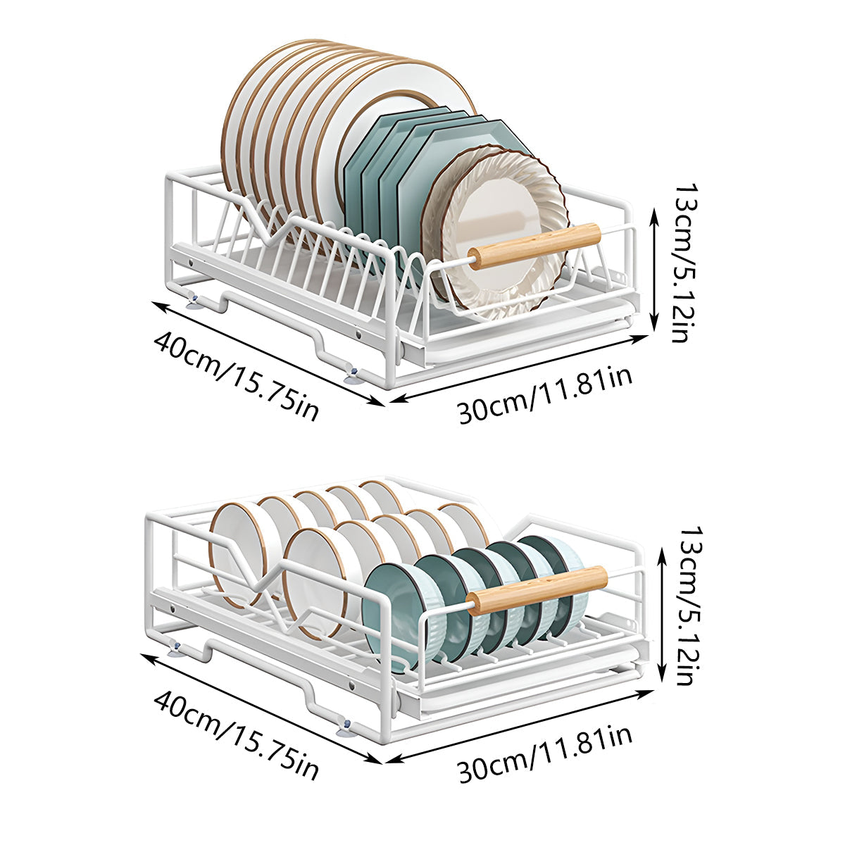 Pull Out Storage Rack Kitchen Dish Bowl Organiser Carbon Steel 40 x 30 x 13cm