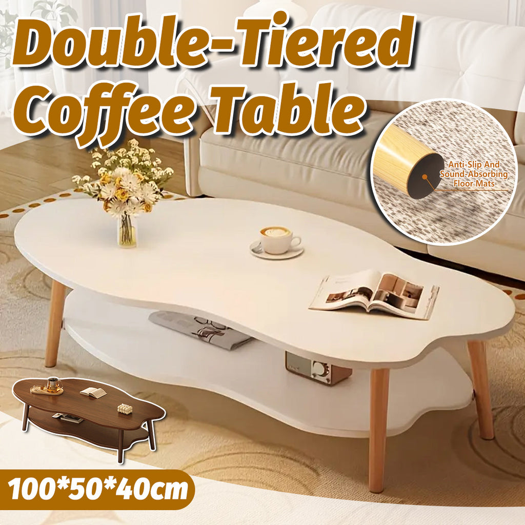 Double-Tiered Coffee Table Stable Anti-Slip Sturdy for Living Room Modern Home-0