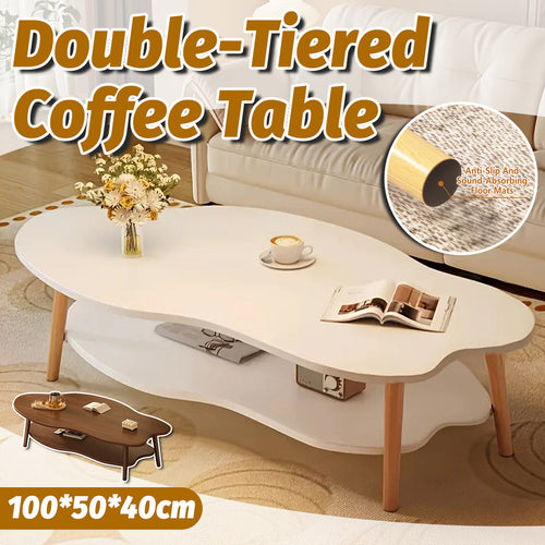 Double-Tiered Coffee Table Stable Anti-Slip Sturdy for Living Room Modern Home-0