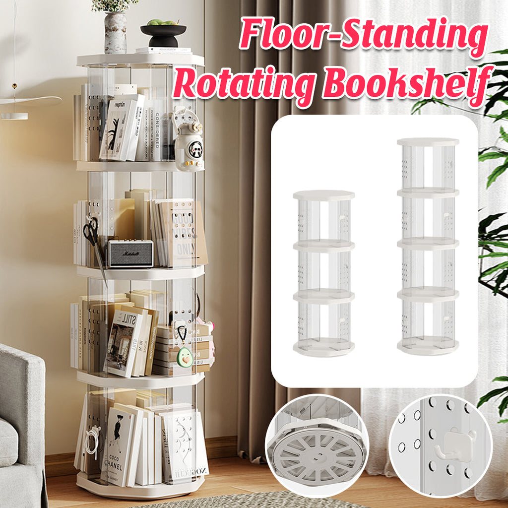 Floor-Standing Rotating Bookshelf Book Toy Storage Corner Display Space Saving