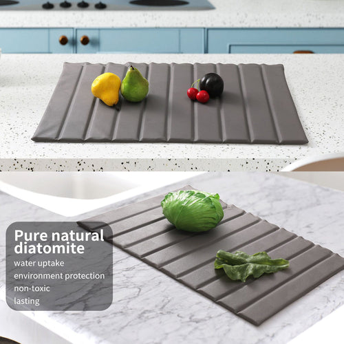 Foldable Dish Drying Mat Diatomite Kitchen Countertop Absorbent Pad 64×41cm