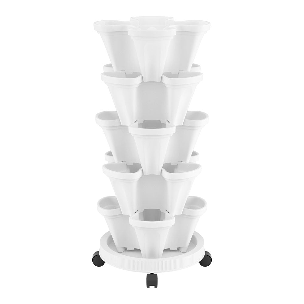 NNEDSZ Green Fingers Garden Bed 5 Tier Vertical Garden Strawberry Stackable Planters Herbs Petunias-2