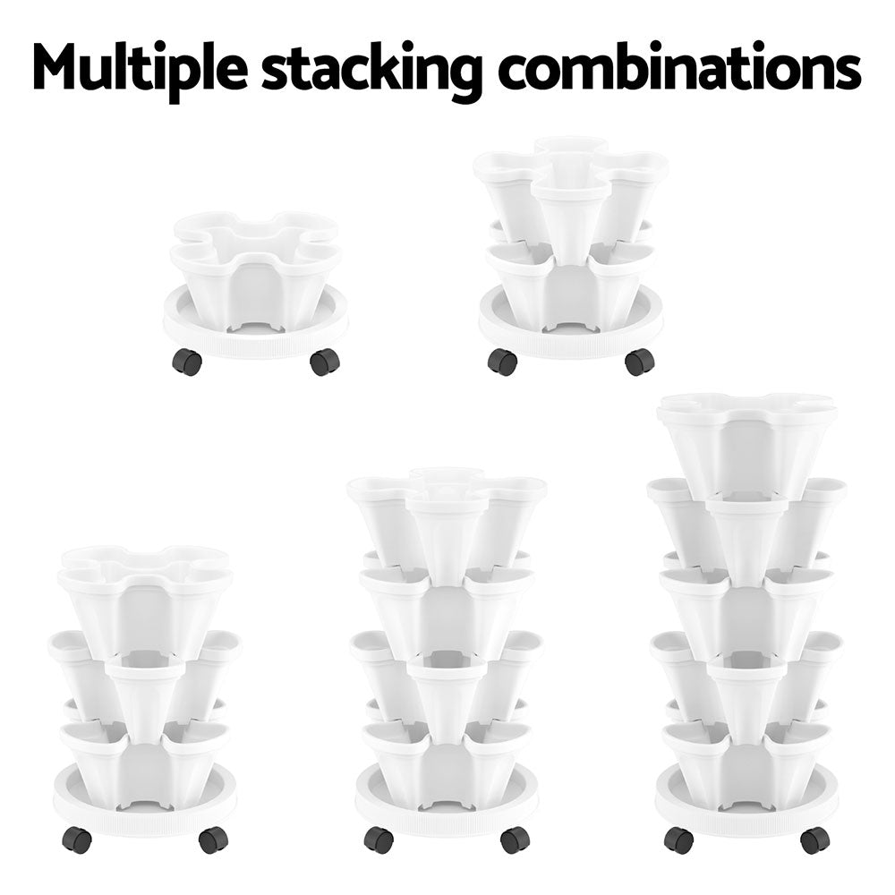 NNEDSZ Green Fingers Garden Bed 5 Tier Vertical Garden Strawberry Stackable Planters Herbs Petunias-4