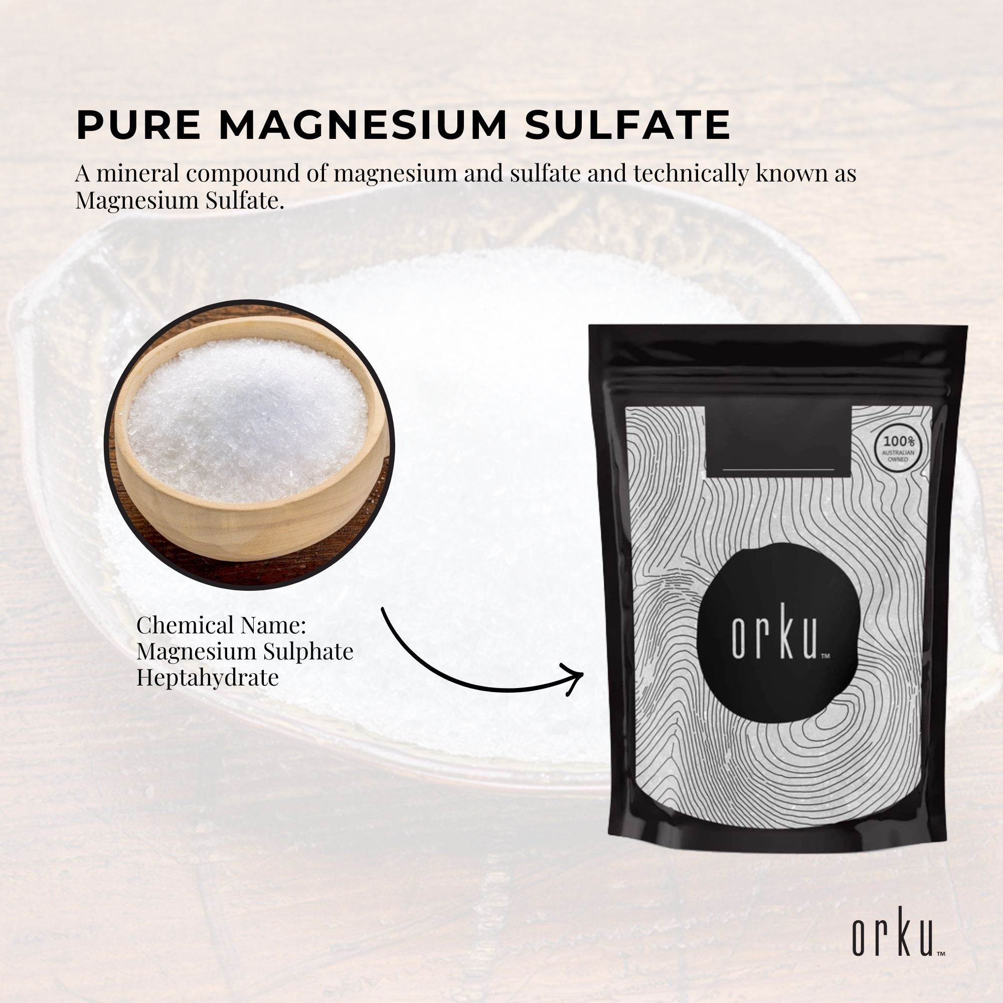 Orku 400g 瀉鹽－硫酸鎂沐浴鹽，適用於肌膚與身體穩定 