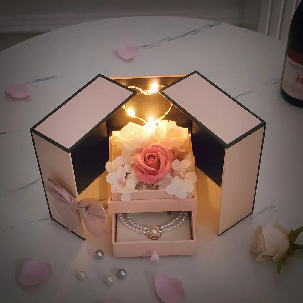 NNEOBA Enchanting Eternal Soap Rose Gift Box with LED Light – A Timeless Gesture-1