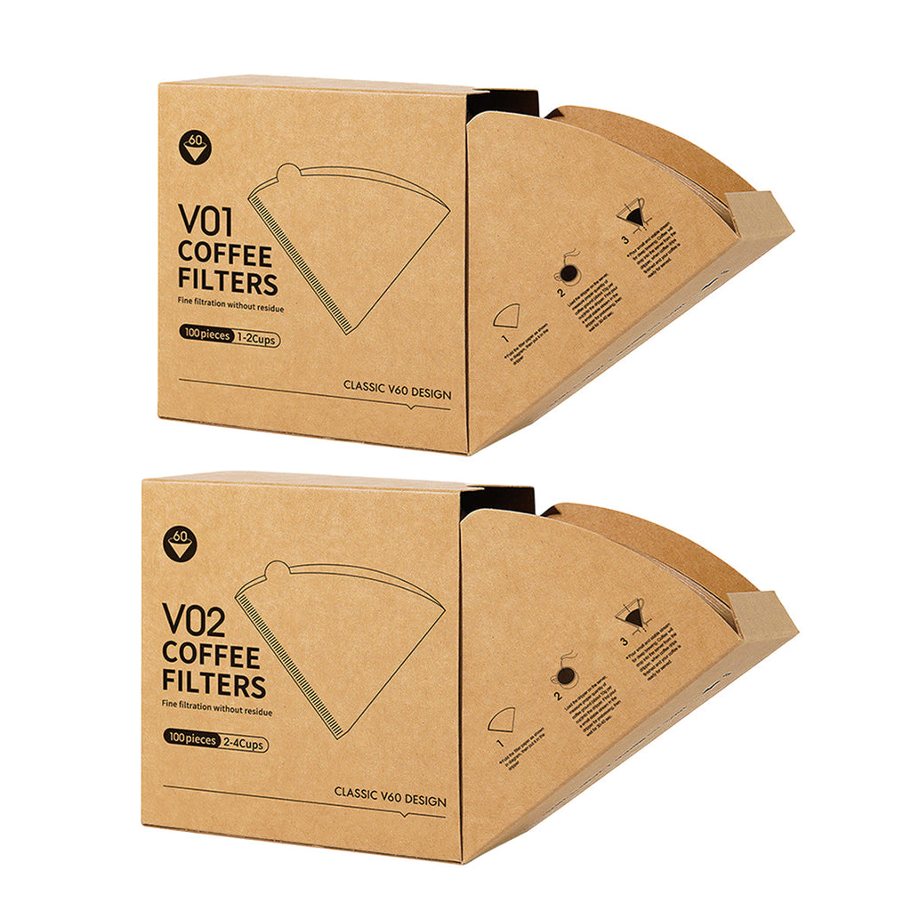 100PCS 咖啡濾紙 滴漏錐形漏斗 手工製濾紙，適用於咖啡機－V02-100PCS