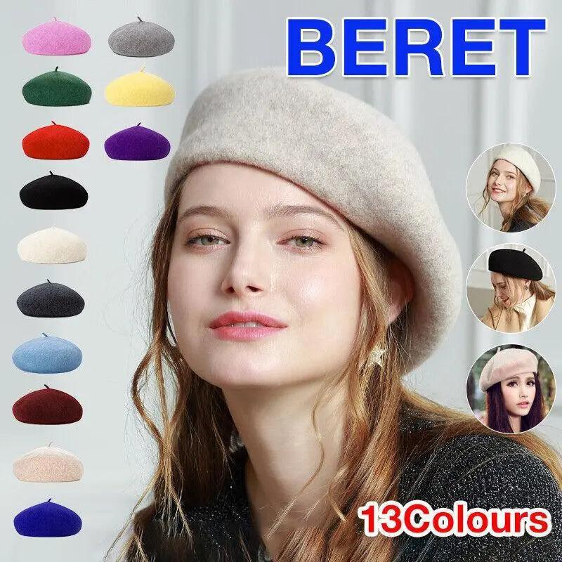 Women Ladies Beanie Wool French Beret Newsboy Hat Cap Winter Warm Hats Girls