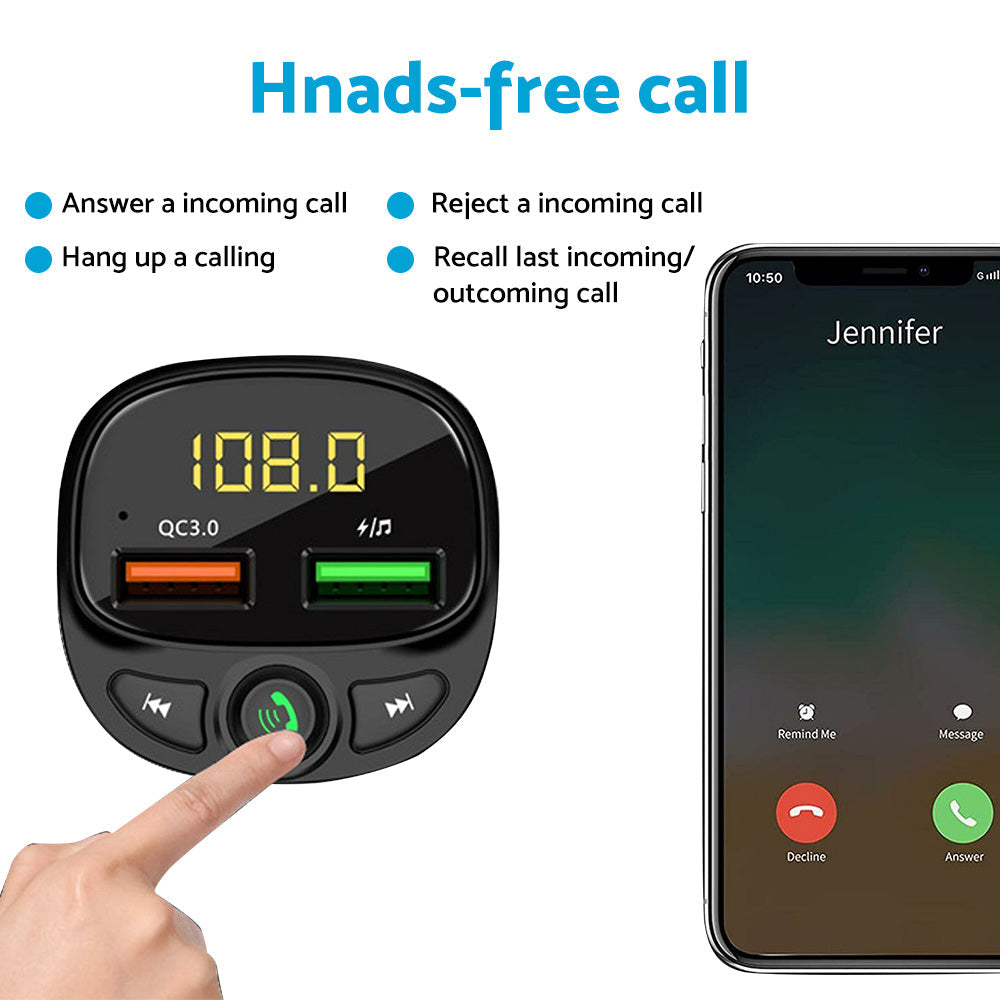 適用於 iPhone 和 Samsung 的車用手機充電器 FM 發射器