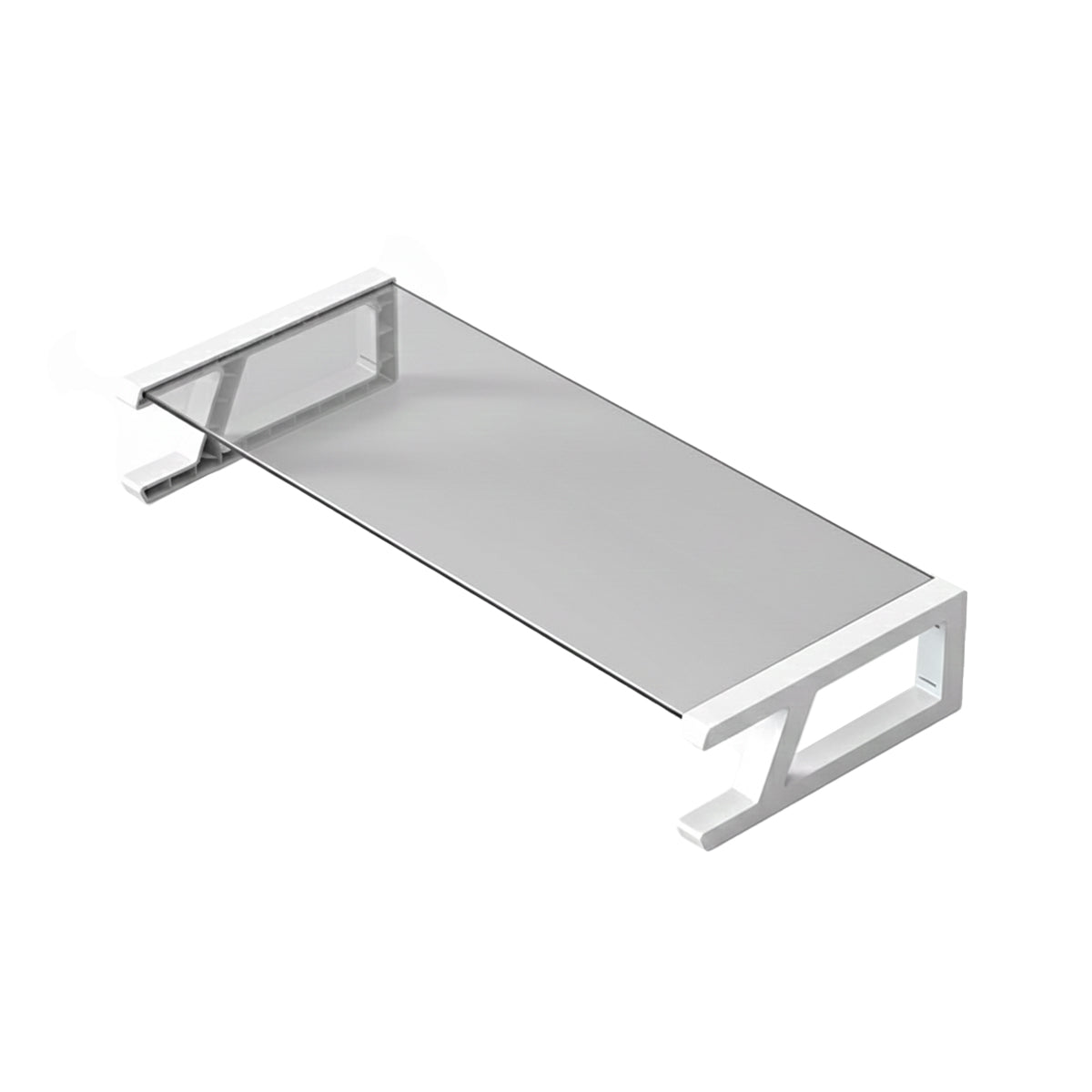 Monitor Stand Riser Tempered Glass Top Metal Frame 51x21.5x8cm Black White