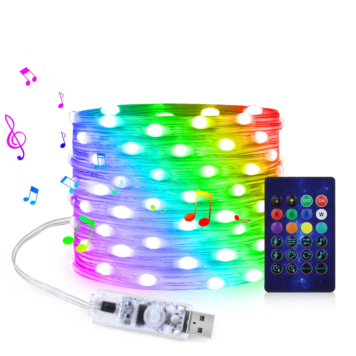 NNEOBA 20M Dream Color USB 5V LED String Lights - Bluetooth Music APP RGBIC Addressable Fairy Lights-0