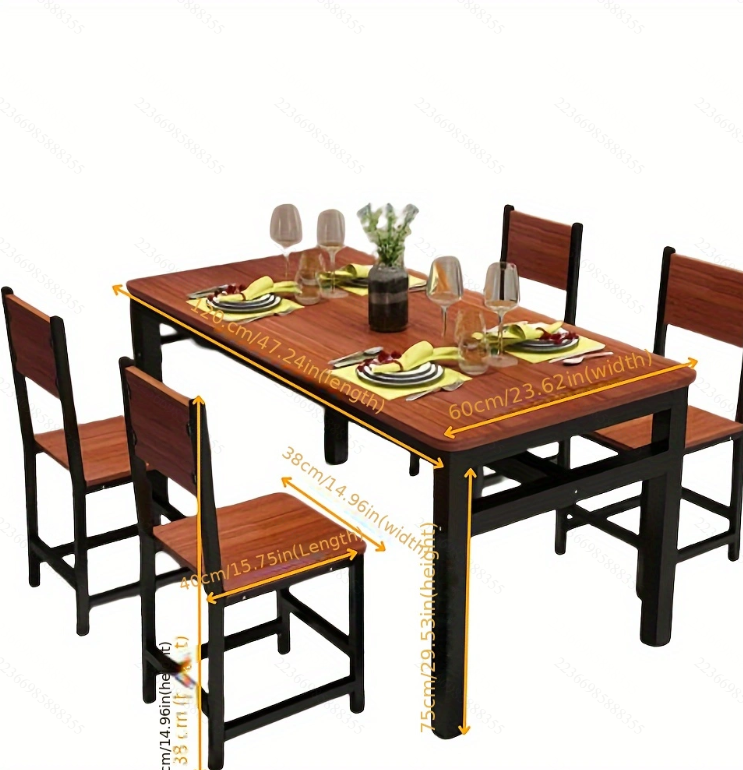 NNECN Wood & Steel Dining Set (Oak & Black)-1