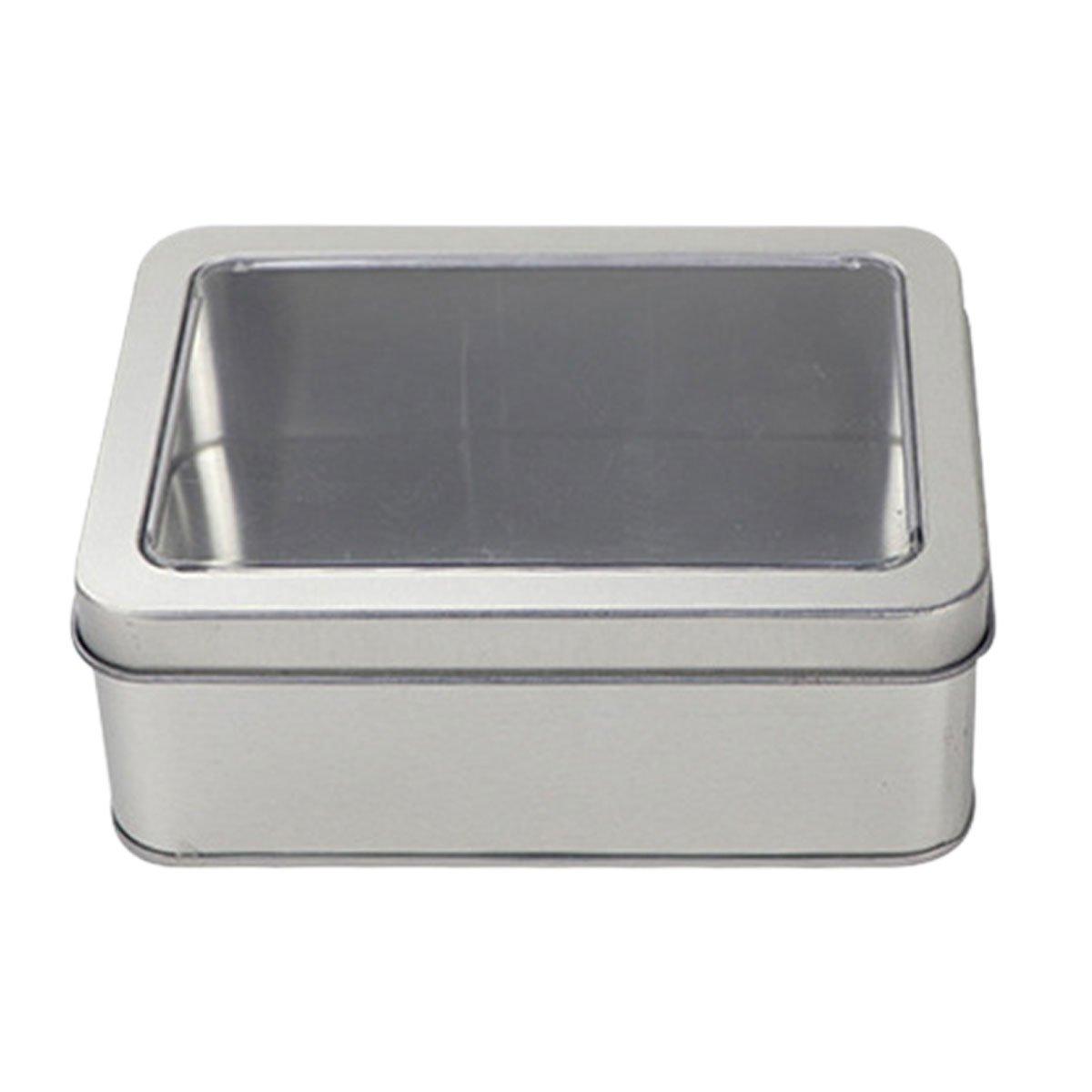 10pcs Metal Iron Box with Open Window Storage Rectangle Packaging Containers