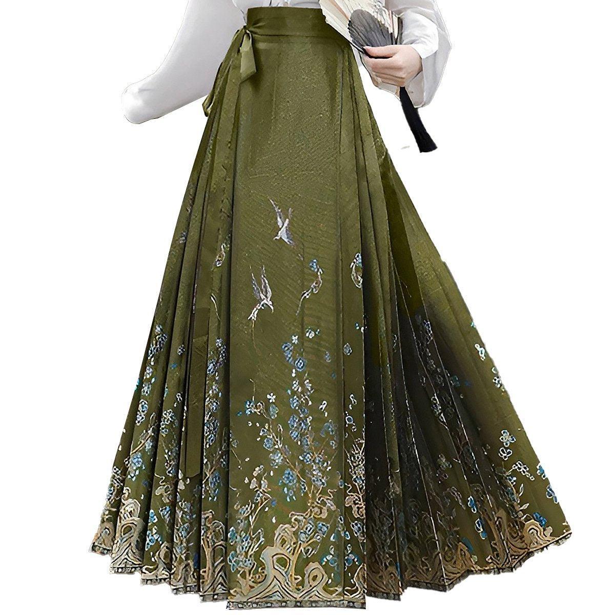 Spring Autumn Hanfu Set for Women Improved Daily Wear Commuting Horse Skirt