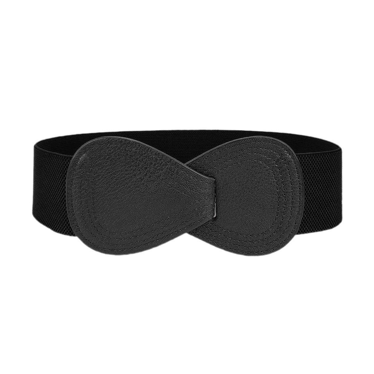 Fashion Belt Red Elastic Waist Cover Wide Belt Women Black Elastic Bow Decoration