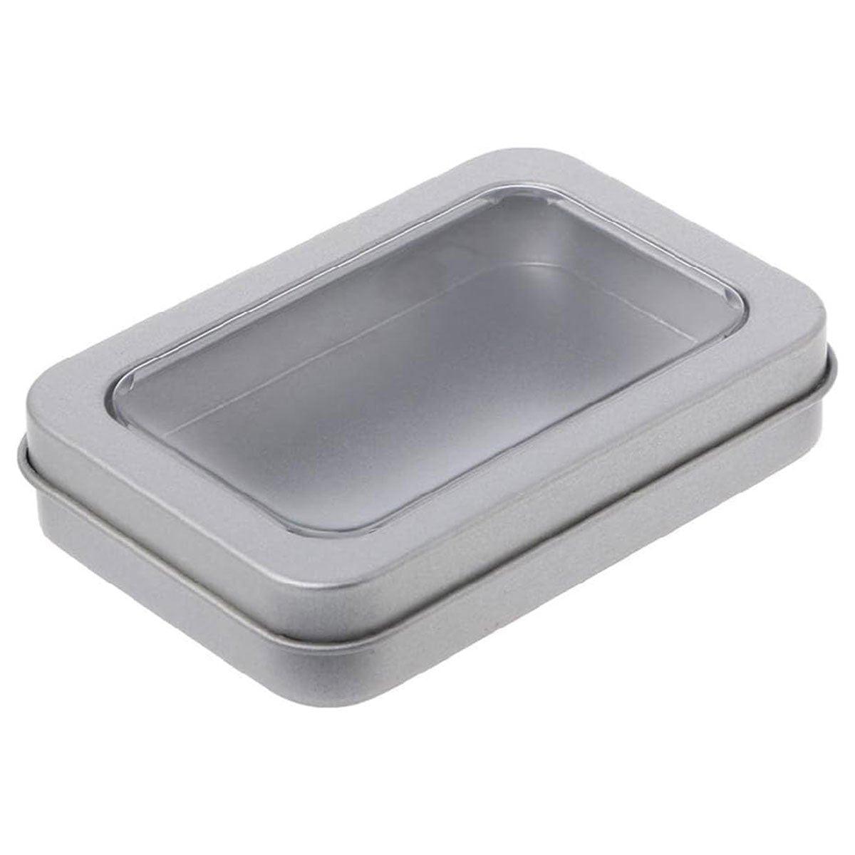 10pcs Metal Iron Box with Open Window Storage Rectangle Packaging Containers