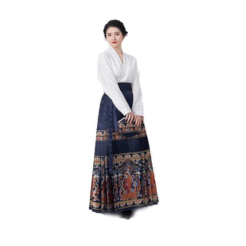 New Chinese Hanfu Horse-faced Skirt Set Daily Embroidered Improved Costume Women