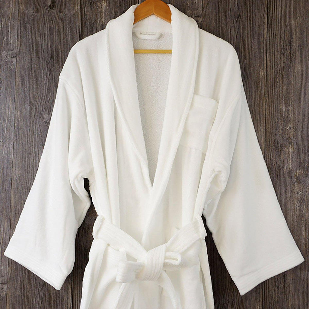 Cotton Kimono Collar Bathrobe Hotel Quality Thick Fleece Towel Embroidered Robe-3