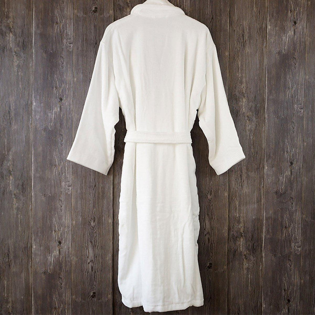 Cotton Kimono Collar Bathrobe Hotel Quality Thick Fleece Towel Embroidered Robe-4