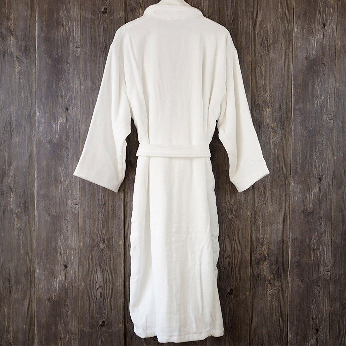 Cotton Kimono Collar Bathrobe Hotel Quality Thick Fleece Towel Embroidered Robe-4