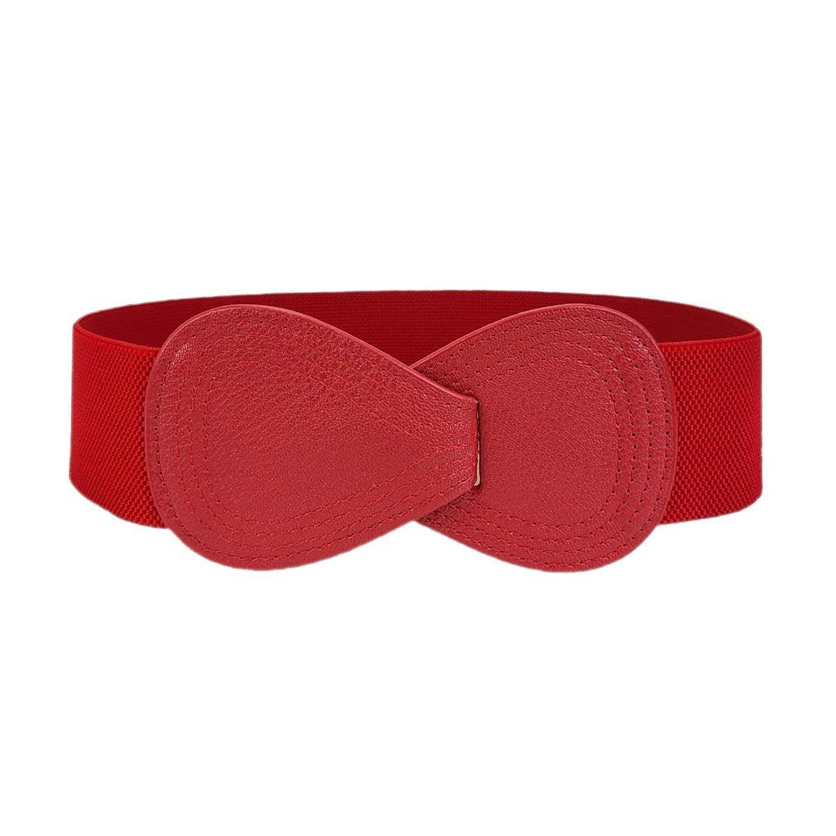 Fashion Belt Red Elastic Waist Cover Wide Belt Women Black Elastic Bow Decoration