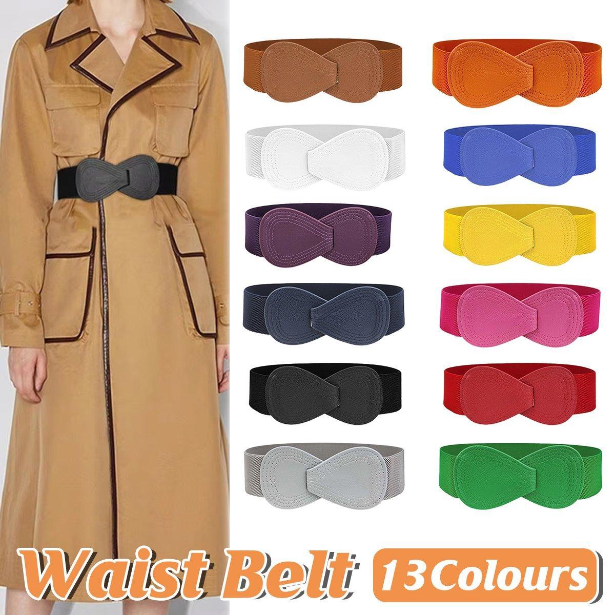 Fashion Belt Red Elastic Waist Cover Wide Belt Women Black Elastic Bow Decoration